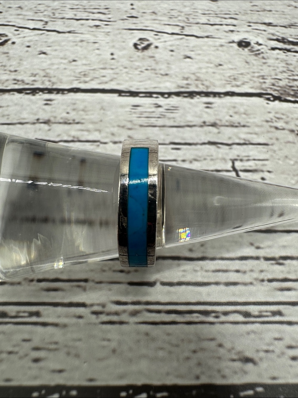 Sterling Silver Band Ring with Turquoise Inlay